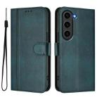 For Samsung Galaxy S23+ 5G Line Splicing Buckle Retro Leather Phone Case(Dark Green) - 2