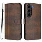 For Samsung Galaxy S23+ 5G Line Splicing Buckle Retro Leather Phone Case(Brown) - 2
