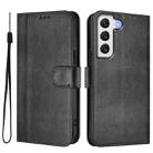 For Samsung Galaxy S21 5G Line Splicing Buckle Retro Leather Phone Case(Black) - 2