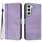 For Samsung Galaxy S22 5G Line Splicing Buckle Retro Leather Phone Case(Purple) - 2