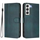 For Samsung Galaxy S22+ 5G Line Splicing Buckle Retro Leather Phone Case(Dark Green) - 2