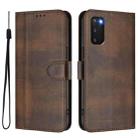 For Samsung Galaxy S20 Line Splicing Buckle Retro Leather Phone Case(Brown) - 2