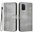 For Samsung Galaxy S20+ Line Splicing Buckle Retro Leather Phone Case(Grey) - 2