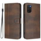 For Samsung Galaxy S20+ Line Splicing Buckle Retro Leather Phone Case(Brown) - 2