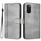 For Samsung Galaxy S20 FE Line Splicing Buckle Retro Leather Phone Case(Grey) - 2