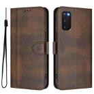 For Samsung Galaxy S20 FE Line Splicing Buckle Retro Leather Phone Case(Brown) - 2