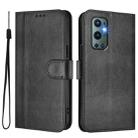 For OnePlus 9 Pro Line Splicing Buckle Retro Leather Phone Case(Black) - 2
