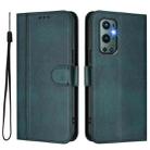 For OnePlus 9 Pro Line Splicing Buckle Retro Leather Phone Case(Dark Green) - 2