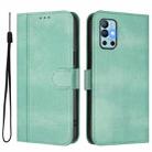 For OnePlus 9R / OnePlus 8T Line Splicing Buckle Retro Leather Phone Case(Mint Green) - 2
