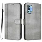 For OnePlus 9R / OnePlus 8T Line Splicing Buckle Retro Leather Phone Case(Grey) - 2