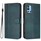 For OnePlus 9R / OnePlus 8T Line Splicing Buckle Retro Leather Phone Case(Dark Green) - 2