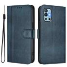 For OnePlus 9R / OnePlus 8T Line Splicing Buckle Retro Leather Phone Case(Dark Blue) - 2