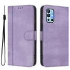For OnePlus 9R / OnePlus 8T Line Splicing Buckle Retro Leather Phone Case(Purple) - 2