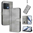 For OnePlus 10 Pro Line Splicing Buckle Retro Leather Phone Case(Grey) - 1