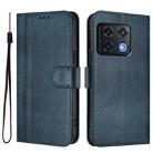 For OnePlus 10 Pro Line Splicing Buckle Retro Leather Phone Case(Dark Blue) - 2