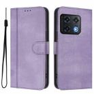 For OnePlus 10 Pro Line Splicing Buckle Retro Leather Phone Case(Purple) - 2
