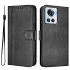 For OnePlus 10R / OnePlus Ace Line Splicing Buckle Retro Leather Phone Case(Black) - 2