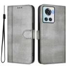 For OnePlus 10R / OnePlus Ace Line Splicing Buckle Retro Leather Phone Case(Grey) - 2