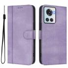 For OnePlus 10R / OnePlus Ace Line Splicing Buckle Retro Leather Phone Case(Purple) - 2