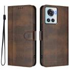 For OnePlus 10R / OnePlus Ace Line Splicing Buckle Retro Leather Phone Case(Brown) - 2