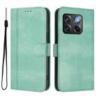 For OnePlus 10T / OnePlus Ace Pro Line Splicing Buckle Retro Leather Phone Case(Mint Green) - 2