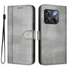 For OnePlus 10T / OnePlus Ace Pro Line Splicing Buckle Retro Leather Phone Case(Grey) - 2