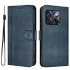 For OnePlus 10T / OnePlus Ace Pro Line Splicing Buckle Retro Leather Phone Case(Dark Blue) - 2