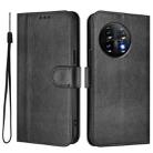 For Oneplus 11 Line Splicing Buckle Retro Leather Phone Case(Black) - 2