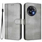 For OnePlus 11R Line Splicing Buckle Retro Leather Phone Case(Grey) - 2
