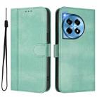 For OnePlus 12 Line Splicing Buckle Retro Leather Phone Case(Mint Green) - 2