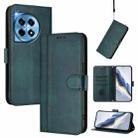 For OnePlus 12 Line Splicing Buckle Retro Leather Phone Case(Dark Green) - 1