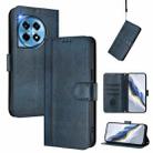 For OnePlus 12 Line Splicing Buckle Retro Leather Phone Case(Dark Blue) - 1