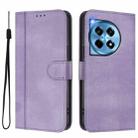 For OnePlus 12 Line Splicing Buckle Retro Leather Phone Case(Purple) - 2