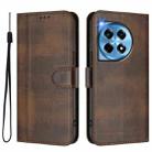 For OnePlus 12 Line Splicing Buckle Retro Leather Phone Case(Brown) - 2