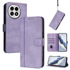 For OnePlus 13 Line Splicing Buckle Retro Leather Phone Case(Purple) - 1