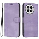 For OnePlus 13 Line Splicing Buckle Retro Leather Phone Case(Purple) - 2