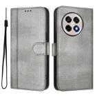 For OnePlus 13R / OnePlus Ace 5 Pro Line Splicing Buckle Retro Leather Phone Case(Grey) - 2