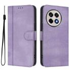 For OnePlus 13R / OnePlus Ace 5 Pro Line Splicing Buckle Retro Leather Phone Case(Purple) - 2