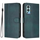 For OnePlus Nord 2 5G Line Splicing Buckle Retro Leather Phone Case(Dark Green) - 2