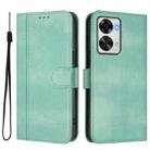 For OnePlus Nord 2T Line Splicing Buckle Retro Leather Phone Case(Mint Green) - 2