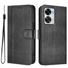 For OnePlus Nord 2T Line Splicing Buckle Retro Leather Phone Case(Black) - 2