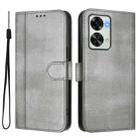 For OnePlus Nord 2T Line Splicing Buckle Retro Leather Phone Case(Grey) - 2