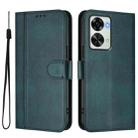 For OnePlus Nord 2T Line Splicing Buckle Retro Leather Phone Case(Dark Green) - 2