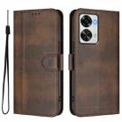 For OnePlus Nord 2T Line Splicing Buckle Retro Leather Phone Case(Brown) - 2