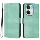 For Oneplus Nord 3 / OnePlus Ace 2V Line Splicing Buckle Retro Leather Phone Case(Mint Green) - 2