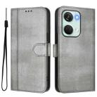 For Oneplus Nord 3 / OnePlus Ace 2V Line Splicing Buckle Retro Leather Phone Case(Grey) - 2