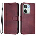For Oneplus Nord 3 / OnePlus Ace 2V Line Splicing Buckle Retro Leather Phone Case(Wine Red) - 2