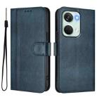 For Oneplus Nord 3 / OnePlus Ace 2V Line Splicing Buckle Retro Leather Phone Case(Dark Blue) - 2