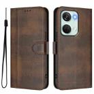For Oneplus Nord 3 / OnePlus Ace 2V Line Splicing Buckle Retro Leather Phone Case(Brown) - 2