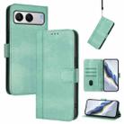 For OnePlus Nord 4 Line Splicing Buckle Retro Leather Phone Case(Mint Green) - 1